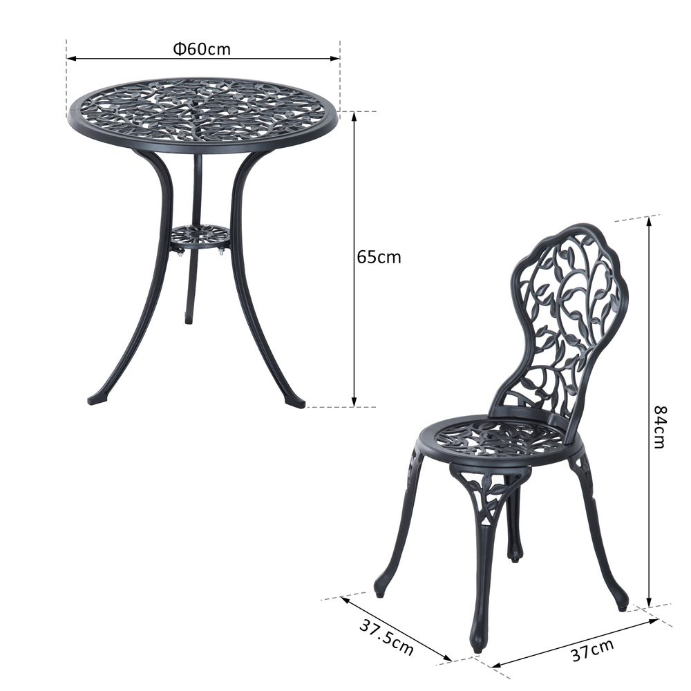 Black Aluminium Bistro Set