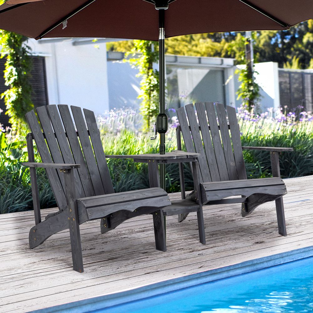 Wooden Adirondack Chairs with Table