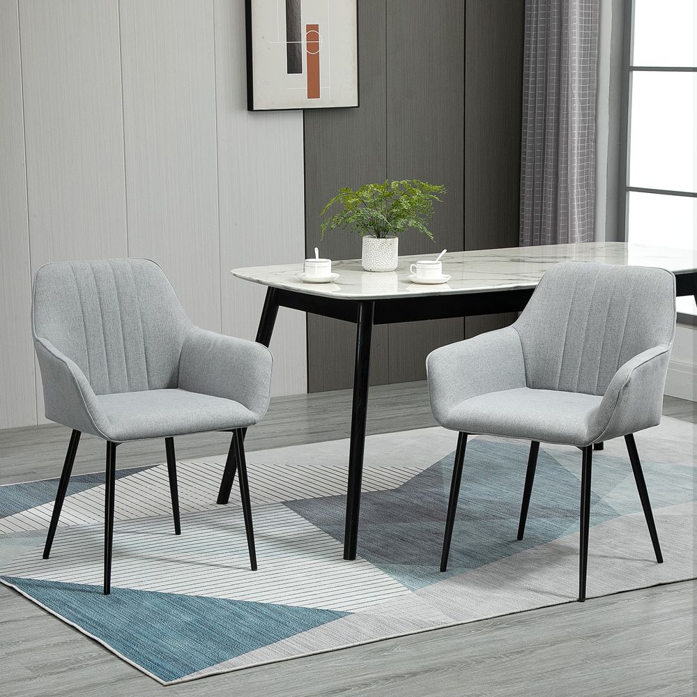 Grey Fabric Dining Chairs room view