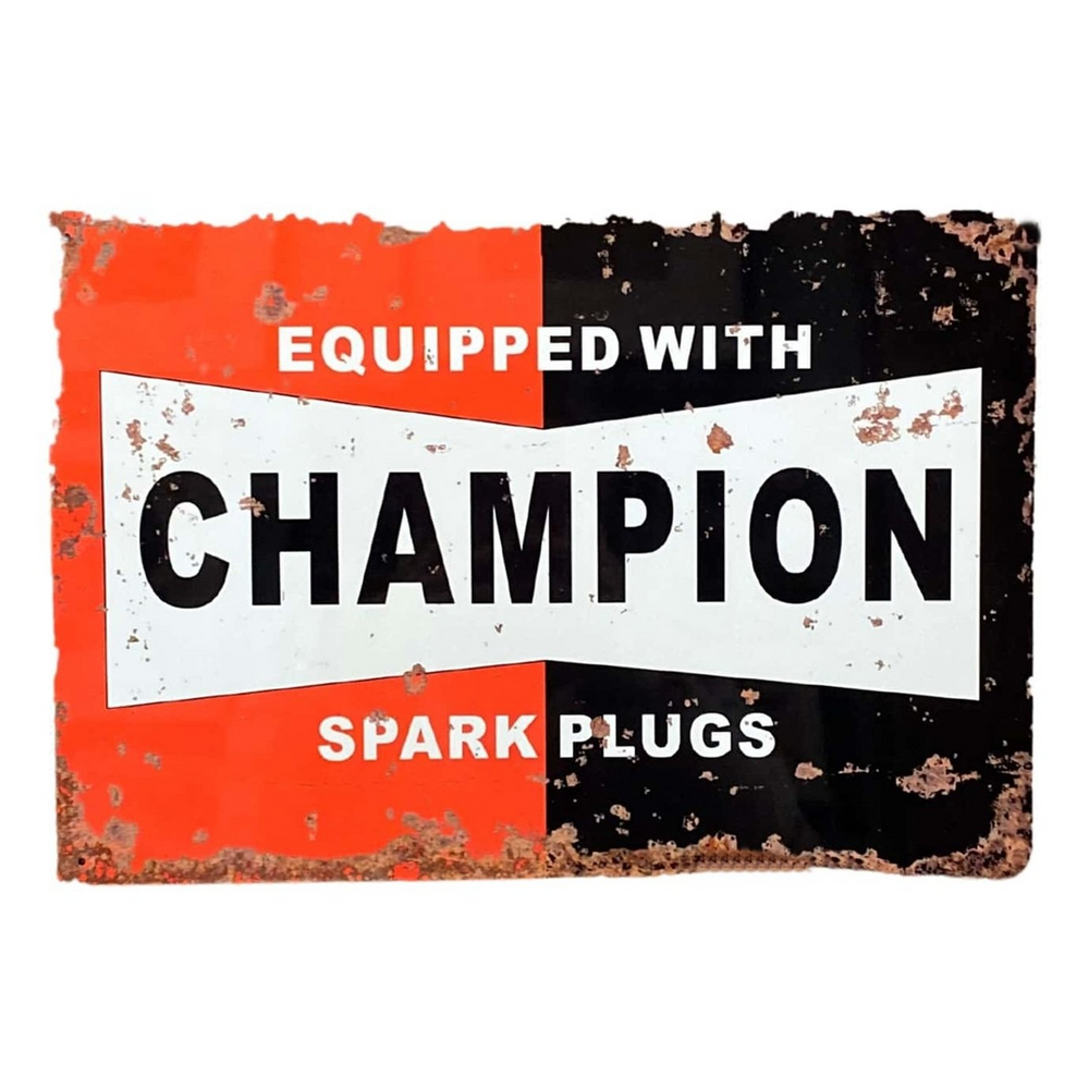 Vintage Metal Signs - Champion Spark Plugs front view