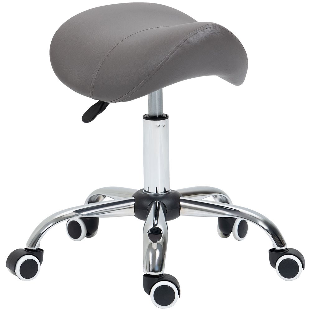 Faux Leather Saddle Stool