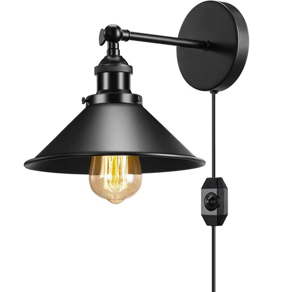 Black Plugin Wall Light