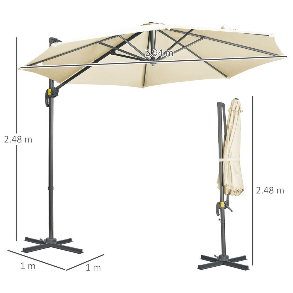 3 x 3(m) White Cantilever Parasol