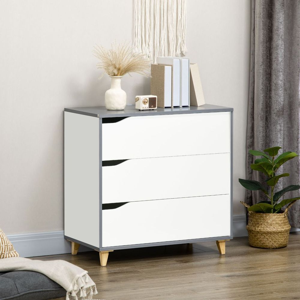 White Three Drawer Dresser