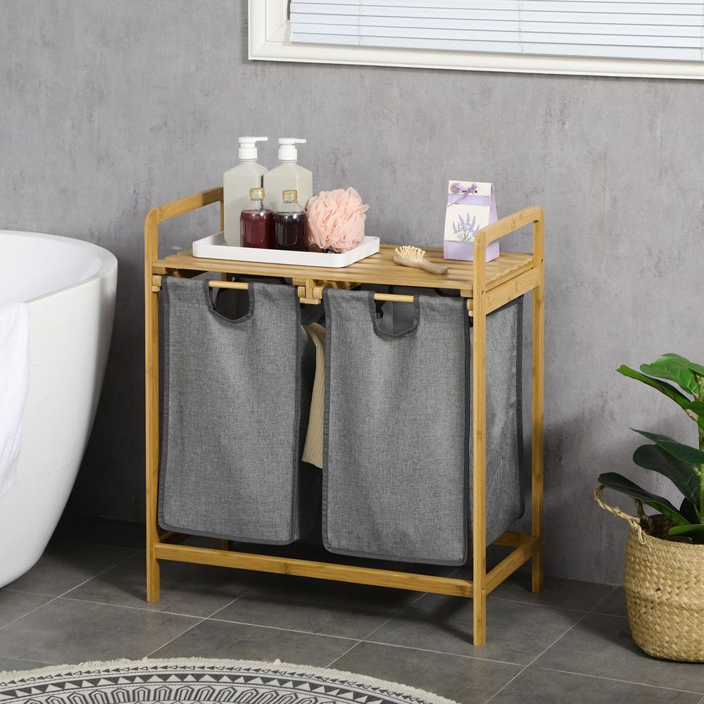 Bamboo Laundry Basket in use view