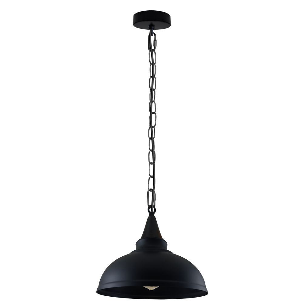 Metal Ceiling Pendant black with bulb view