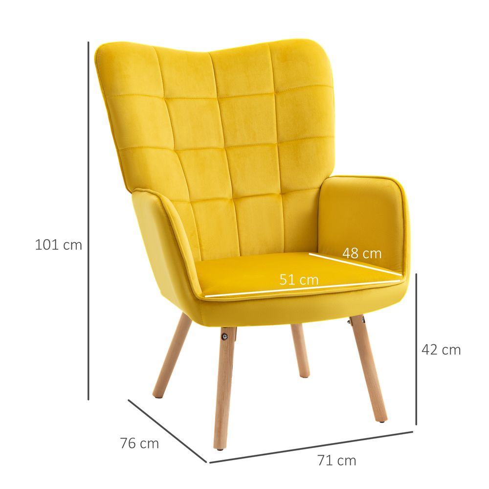 Velvet Accent Chair measurements view