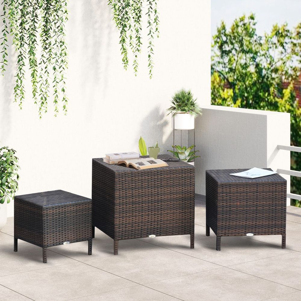 Rattan Nesting Table Set