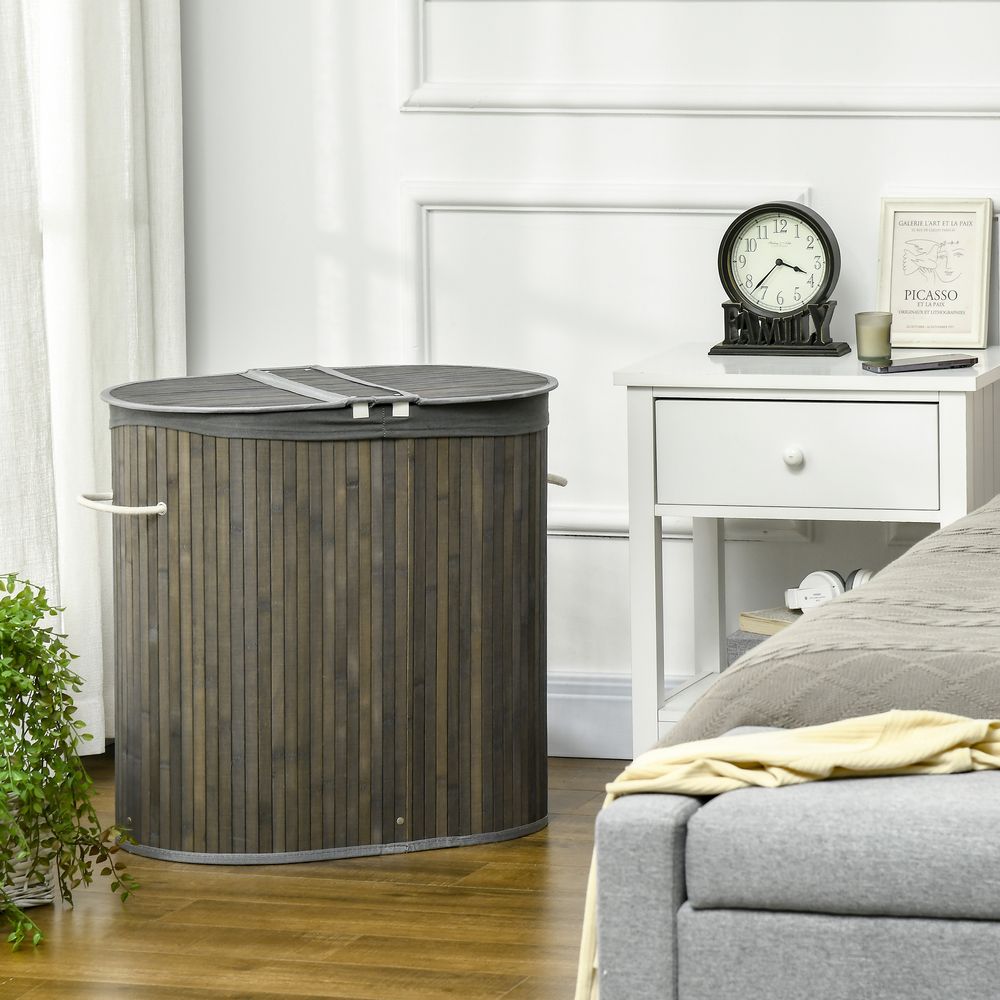 Black Bamboo Laundry Hamper room view