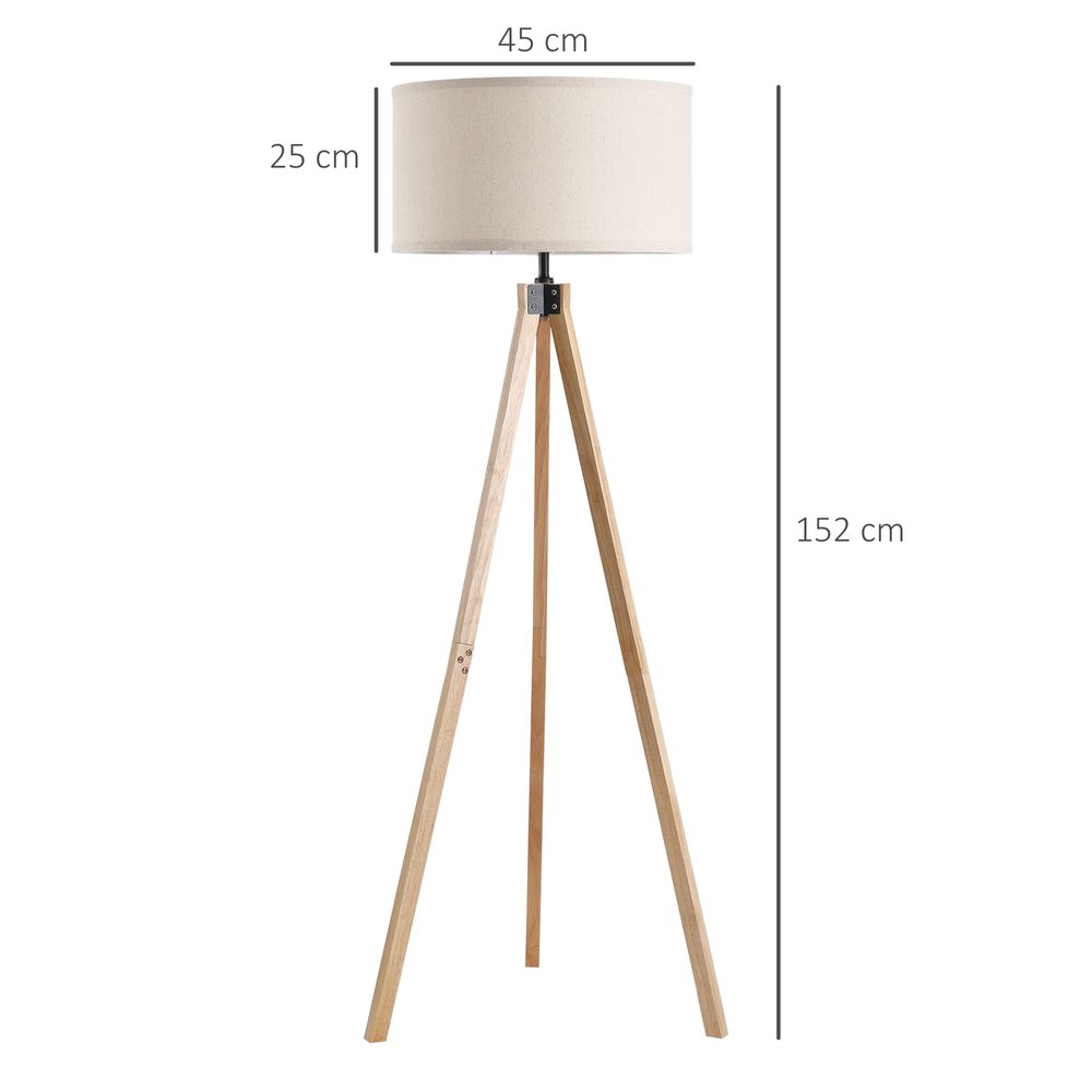 Rubber Wood Tripod Floor Lamp