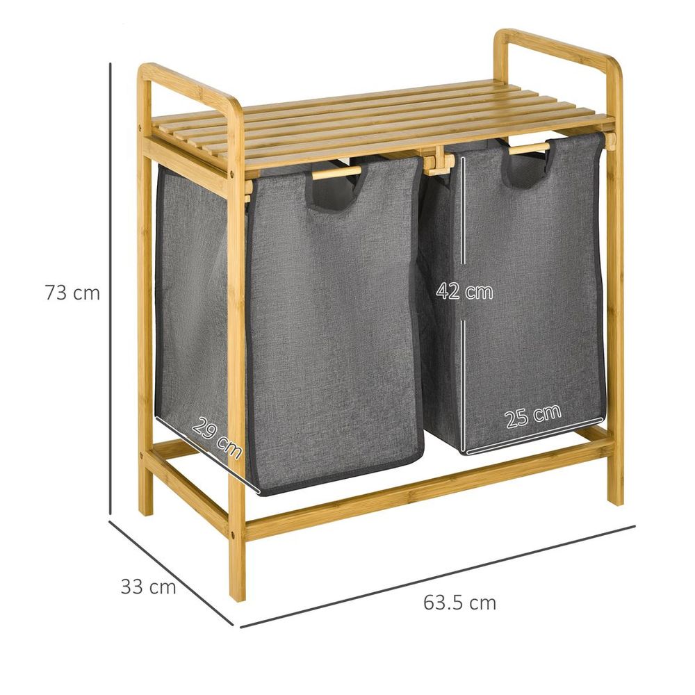 Bamboo Laundry Basket measurements view