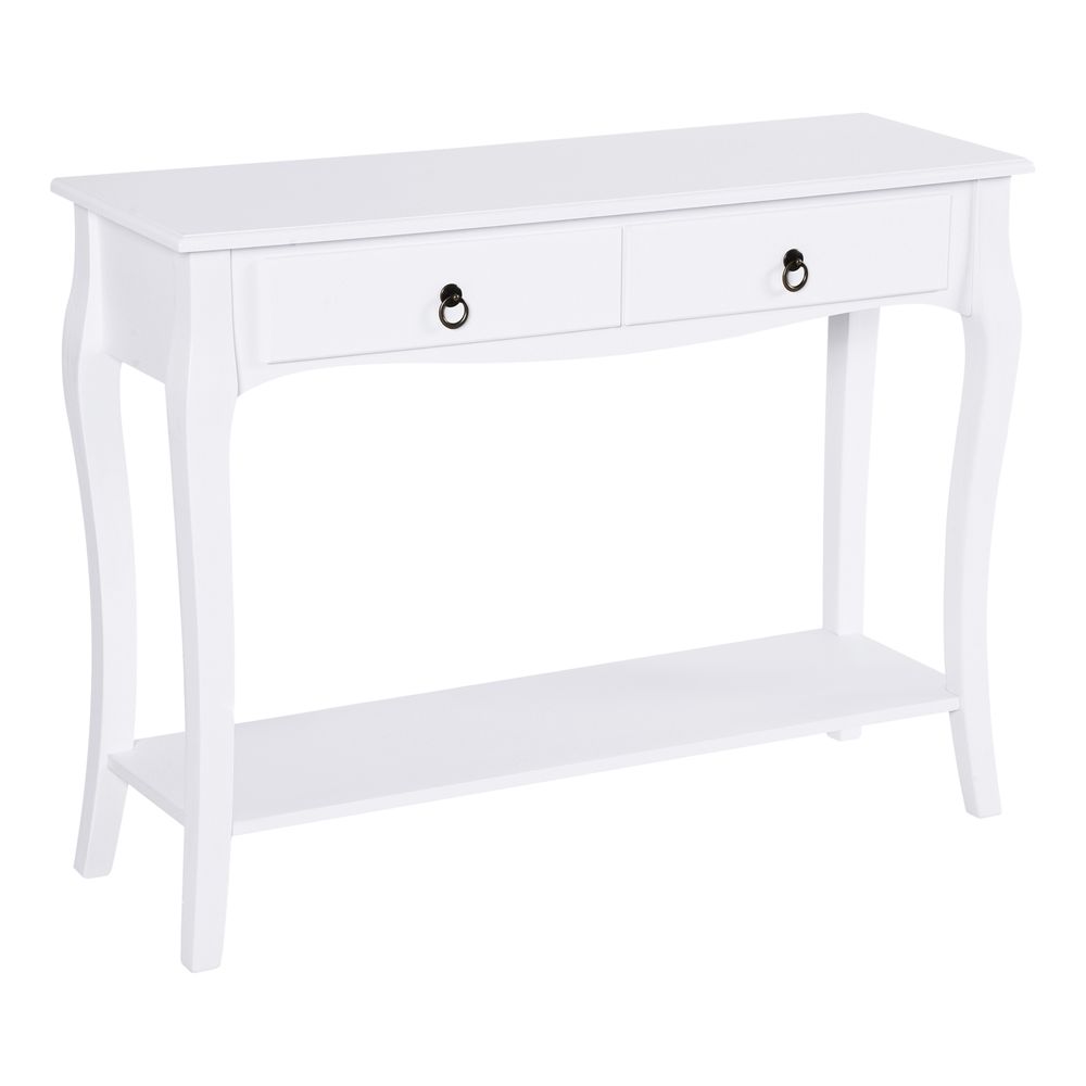 White Two Drawer Console Table