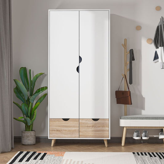 White Double Wardrobe with Drawers