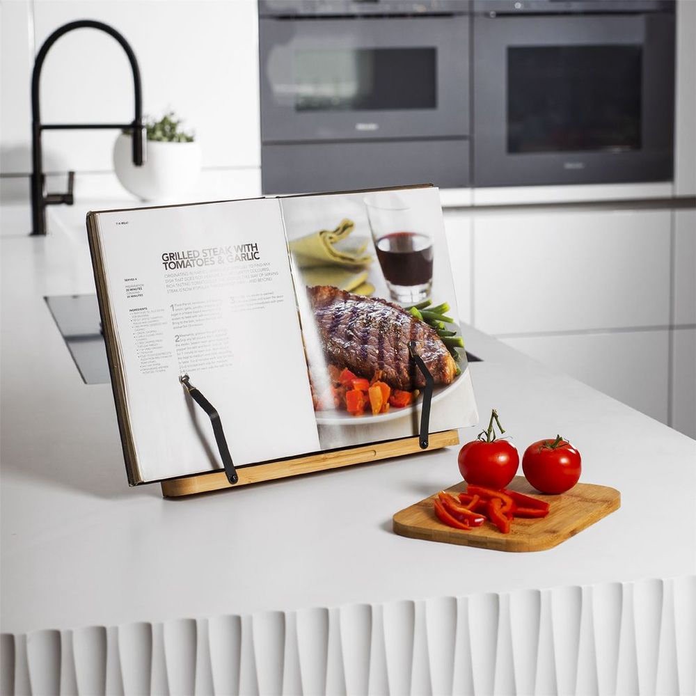 Recipe Book Holder table top in use