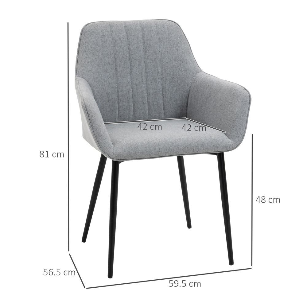 Grey Fabric Dining Chairs measurements view