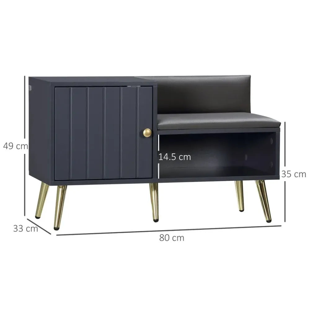 Shoe Bench with Storage measurements view