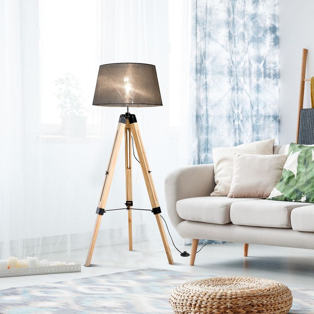 Tripod Floor Lamp with Linen Shade