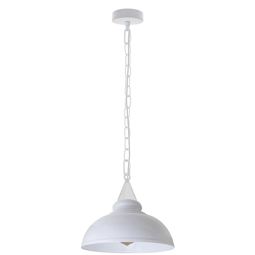 Metal Ceiling Pendant white with bulb view