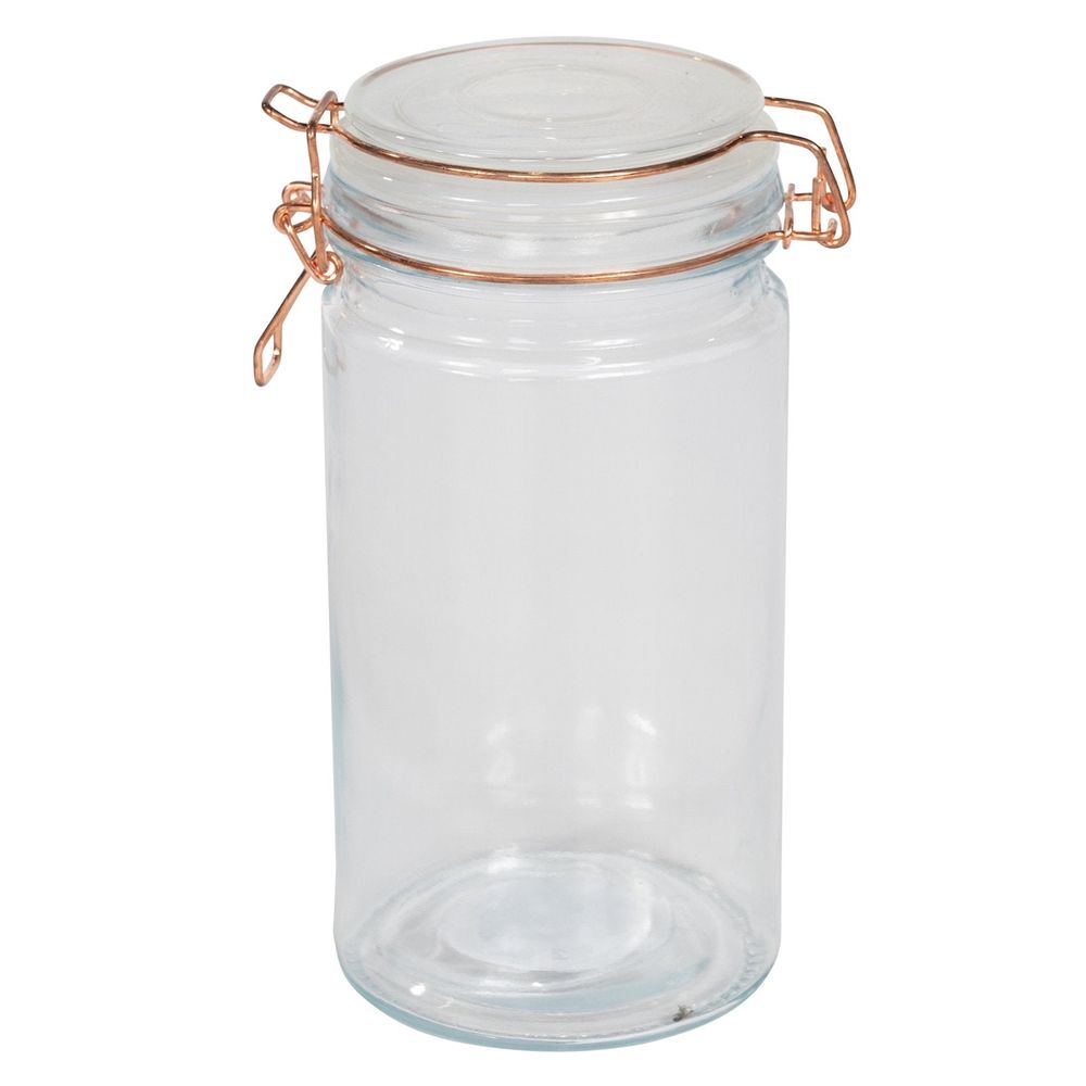 Kitchen Storage Jar With Copper Clip Side View