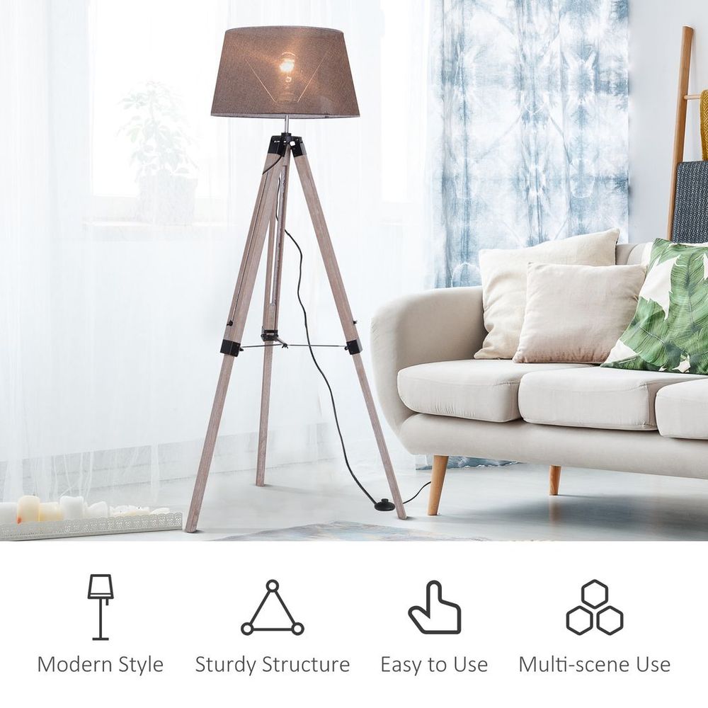 Tripod Floor Lamp with Grey Shade