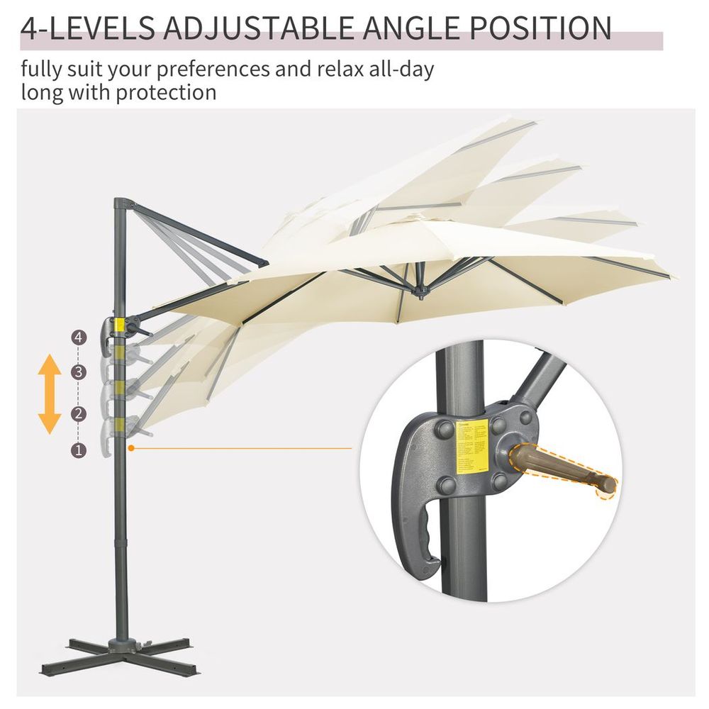 3 x 3(m) White Cantilever Parasol