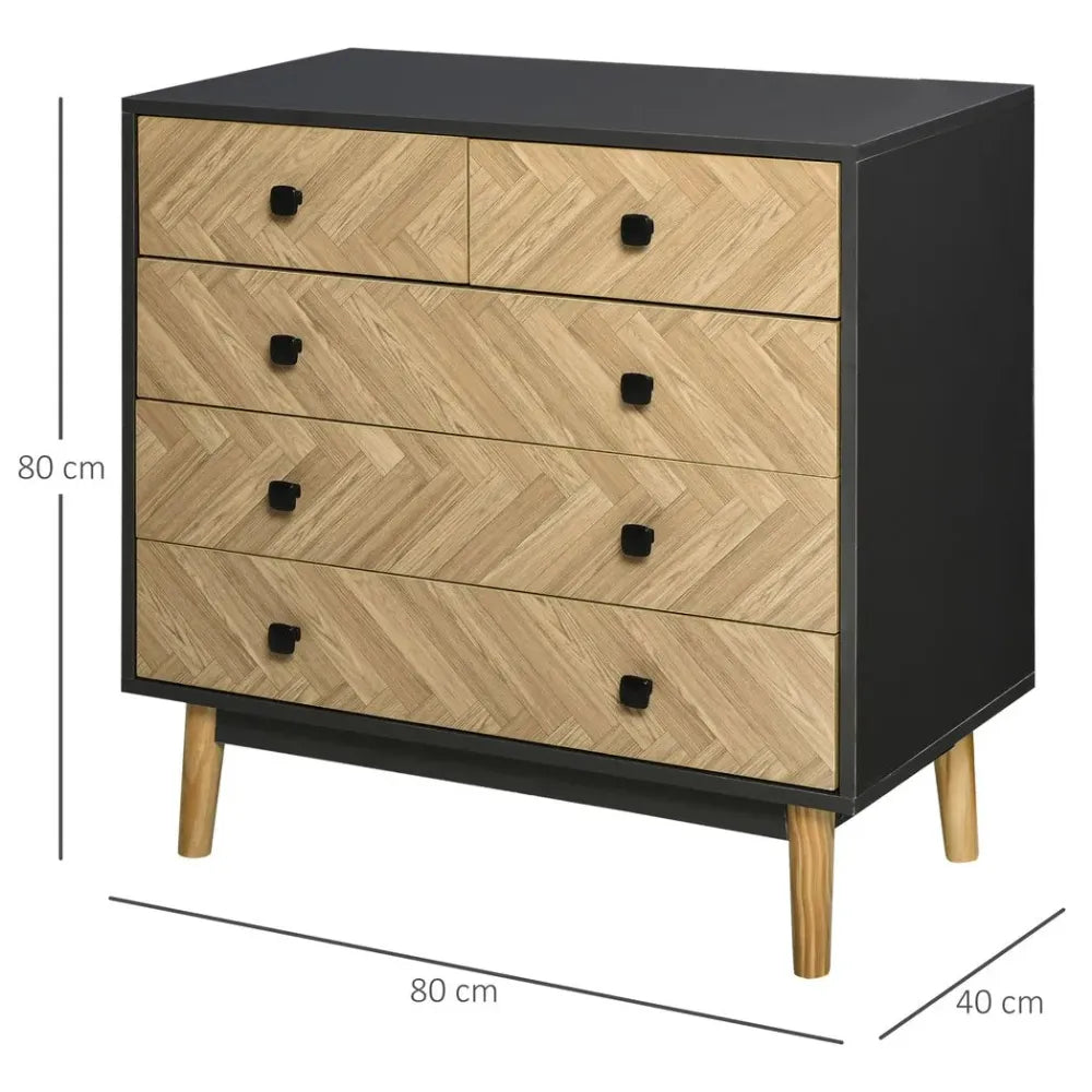 Herringbone Chest of Drawers measurements view