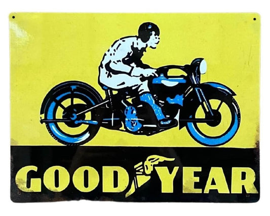 Vintage Metal Signs - Good Year Tyre Motorbike