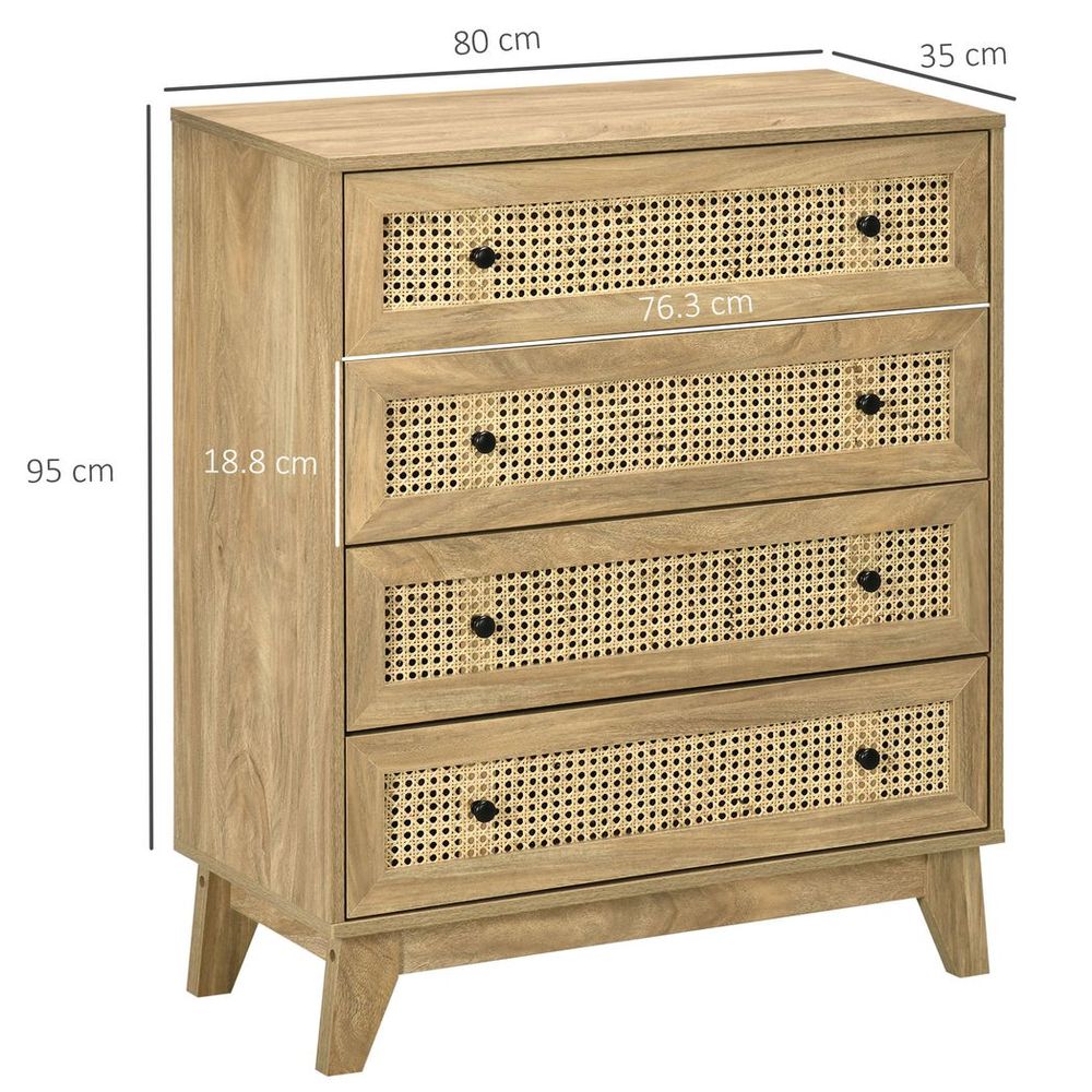 Rattan Chest of Drawers measurements view