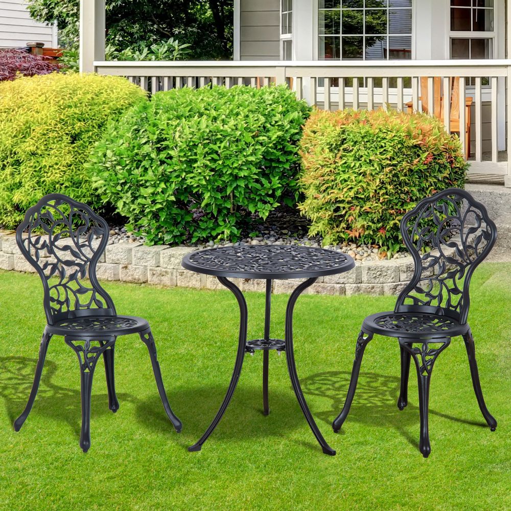 Black Aluminium Bistro Set