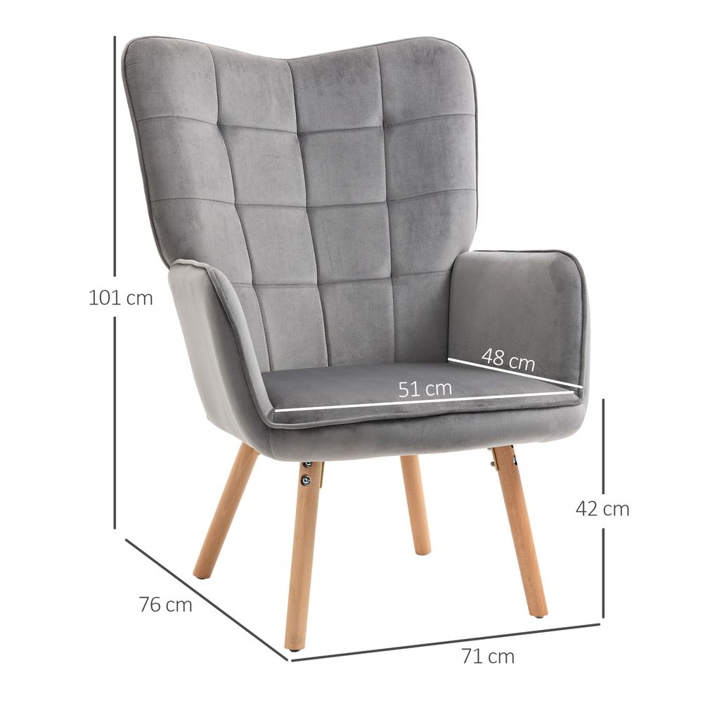 Grey Accent Chair measurements view