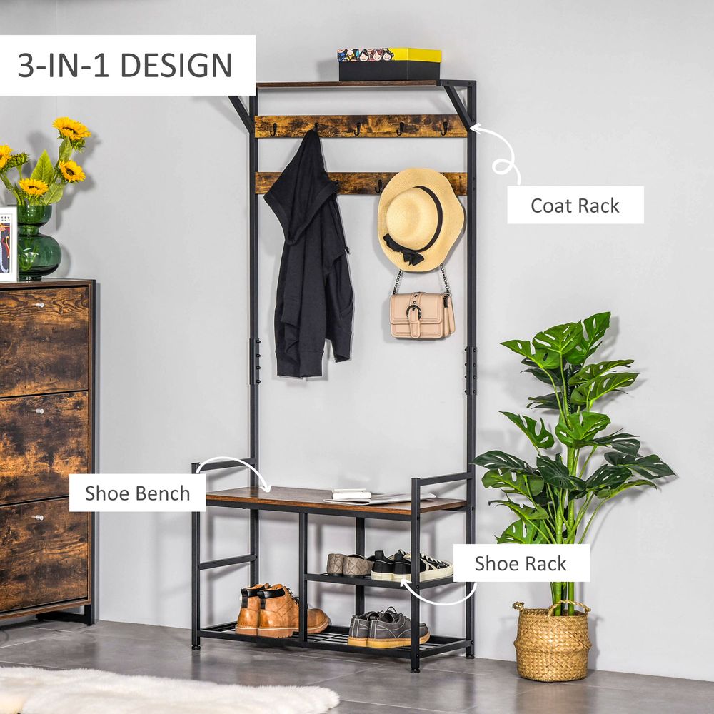 Coat Rack with Shoe Storage features